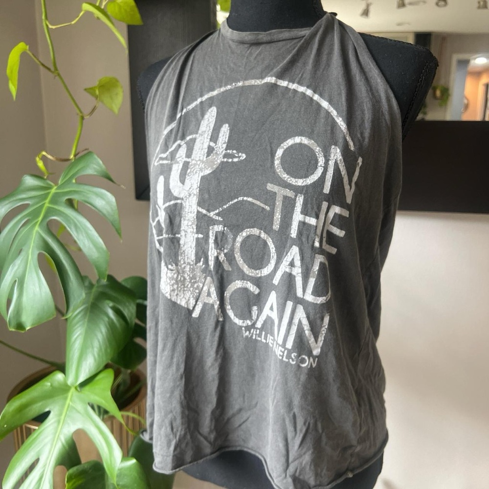 Willie Nelson On The Road Again Upcycled Halter Tee Shirt